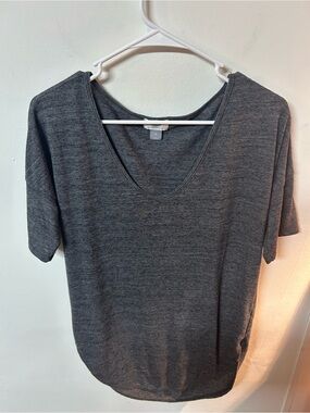 Classic Women's V-Neck Short Sleeve Top - Charcoal Gray